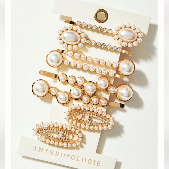 Anthropologie Vintage inspired Gold and Pearl Hair Clips set of 8 NWT Sold out! - Picture 4 of 5